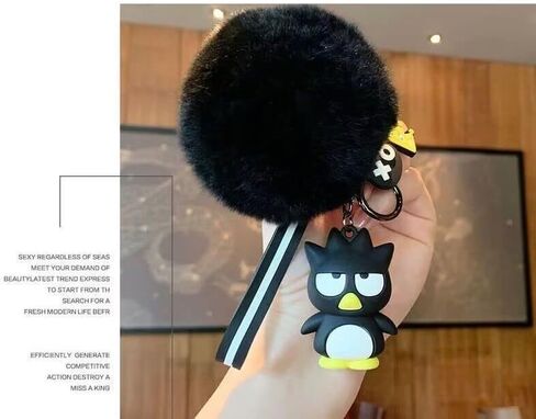 سلسلة مفاتيح لطيفة على شكل يونيكورن بوم بوم مع كرة فرو صغيرة لتزيين هدية عيد الميلاد، لون اسود، مقاس S من تونسامفو in Kuwait