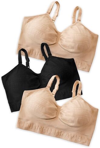 Kindred Bravely 3-Pack Hands Free Pumping Bra Wash, Wear, Spare Bundle (Beige/Black, Large) in Saudi Arabia