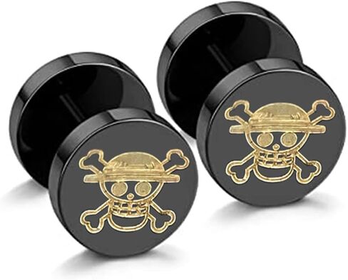 YCL & TXL الأسود برغي وأقراط الرجال النساء جولة الجمجمة نمط أنيمي الأذن مربط للرجال أقراط الفولاذ المقاوم للصدأ أقراط in Kuwait