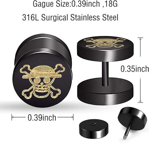 YCL & TXL الأسود برغي وأقراط الرجال النساء جولة الجمجمة نمط أنيمي الأذن مربط للرجال أقراط الفولاذ المقاوم للصدأ أقراط in Kuwait