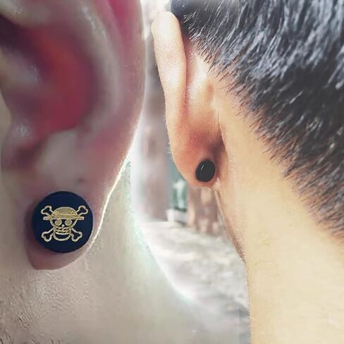 YCL & TXL الأسود برغي وأقراط الرجال النساء جولة الجمجمة نمط أنيمي الأذن مربط للرجال أقراط الفولاذ المقاوم للصدأ أقراط in Kuwait