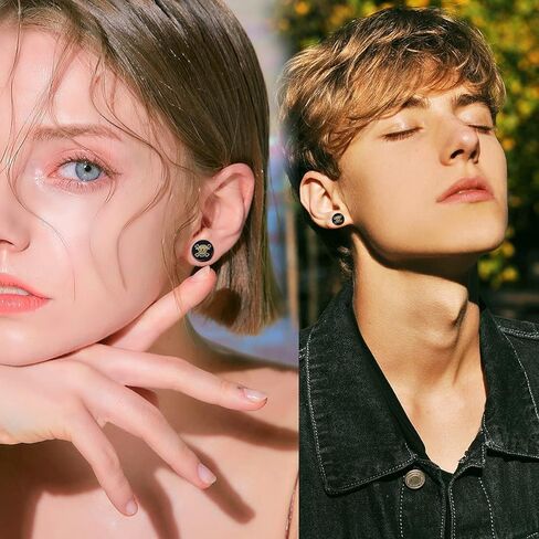 YCL & TXL الأسود برغي وأقراط الرجال النساء جولة الجمجمة نمط أنيمي الأذن مربط للرجال أقراط الفولاذ المقاوم للصدأ أقراط in Kuwait