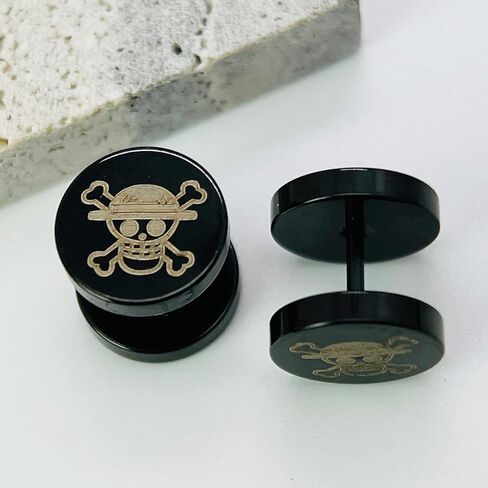 YCL & TXL الأسود برغي وأقراط الرجال النساء جولة الجمجمة نمط أنيمي الأذن مربط للرجال أقراط الفولاذ المقاوم للصدأ أقراط in Kuwait