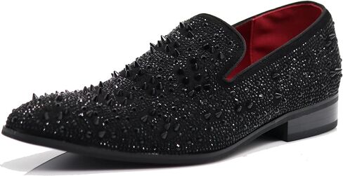 Enzo Romeo Men Fashion Rhinestones Studs Tuxedo Slip On Loafer Dress Shoes WBG in Kuwait
