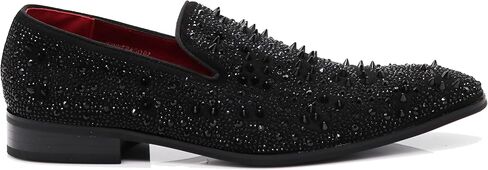 Enzo Romeo Men Fashion Rhinestones Studs Tuxedo Slip On Loafer Dress Shoes WBG in Kuwait
