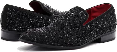 Enzo Romeo Men Fashion Rhinestones Studs Tuxedo Slip On Loafer Dress Shoes WBG in Kuwait