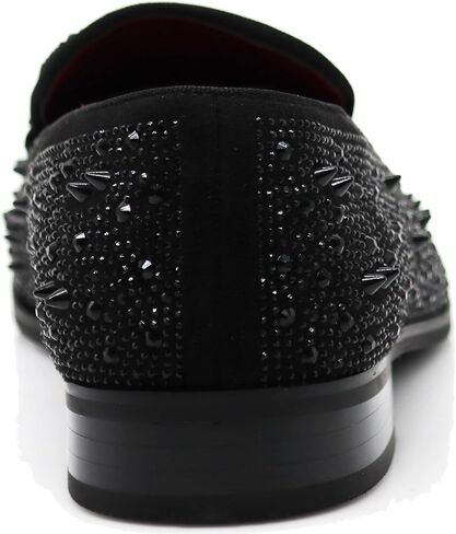 Enzo Romeo Men Fashion Rhinestones Studs Tuxedo Slip On Loafer Dress Shoes WBG in Kuwait