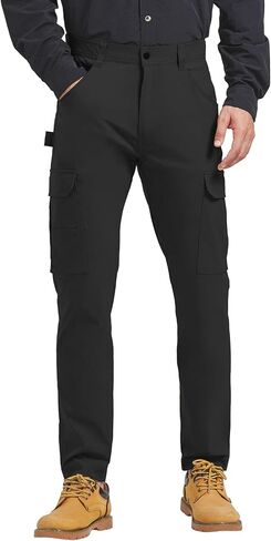 PULI Men's Carpenter Work Pants Cargo Hiking Pants Slim Fit Stretch Waterproof Outdoor Trousers with Pockets in Kuwait