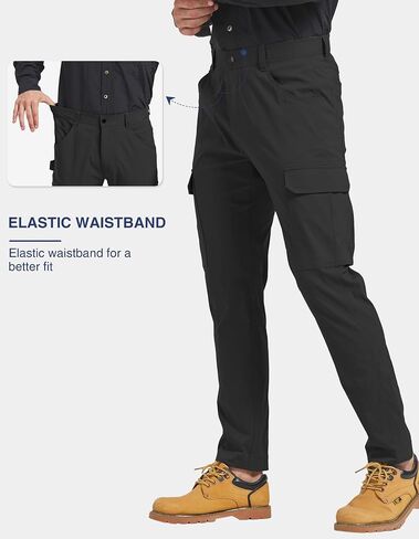 PULI Men's Carpenter Work Pants Cargo Hiking Pants Slim Fit Stretch Waterproof Outdoor Trousers with Pockets in Kuwait