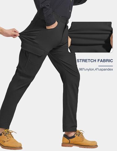 PULI Men's Carpenter Work Pants Cargo Hiking Pants Slim Fit Stretch Waterproof Outdoor Trousers with Pockets in Kuwait