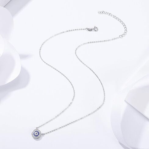 BISAER 925 Sterling Silver Blue Evil Eye Bracelet with Cubic Zirconia Hamsa Adjustable Chain Bracelets for Women in Kuwait