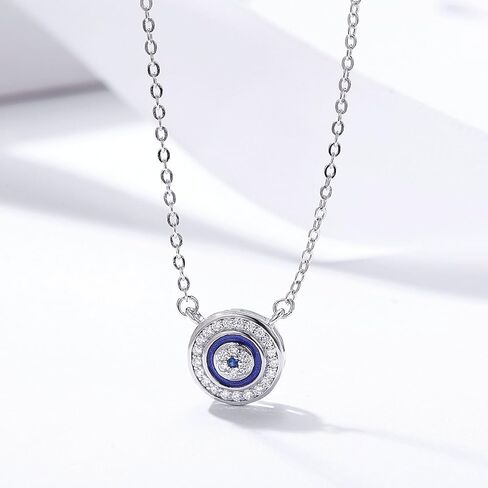 BISAER 925 Sterling Silver Blue Evil Eye Bracelet with Cubic Zirconia Hamsa Adjustable Chain Bracelets for Women in Kuwait