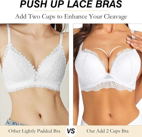 Crushnow Women's Push Up Lace Bra Padded Add 2 Cups Support Underwire Lift Up Deep V Bra for Women in Saudi Arabia