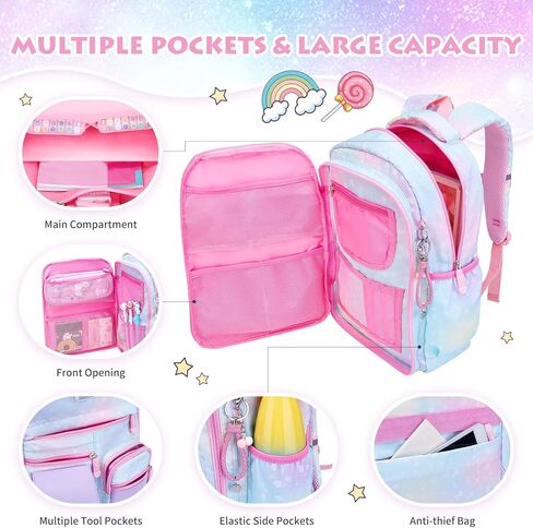 Backpacks for Girls School Cute Kids Backpack Bookbags with Insulated Lunch Box Set for School Elementary Girl, Tie Dye School Bag with Laptop Compartments 16 * 11.5 * 6.7, Galaxy Blue in Saudi Arabia