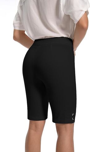 Jenna Rose Women's Regular/Petite/Plus Size Work Causal Crisscross-Hem Pull On Dress Career Shorts with Two Front Pockets in Kuwait