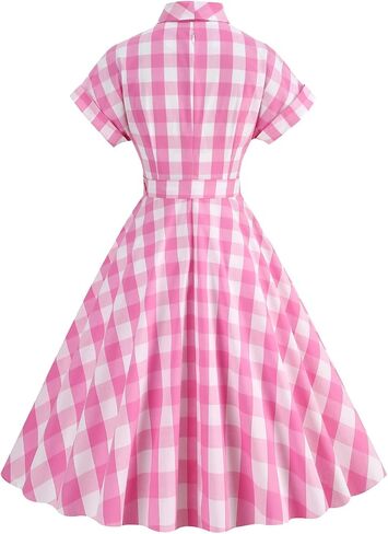Women's Vintage Plaid Dress Spaghetti Strap Gingham A-line Swing Cocktail Party Dresses in Kuwait