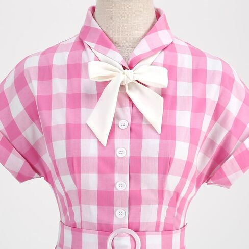 Women's Vintage Plaid Dress Spaghetti Strap Gingham A-line Swing Cocktail Party Dresses in Kuwait