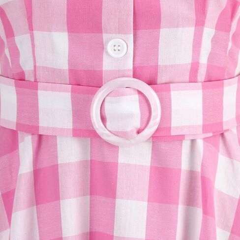 Women's Vintage Plaid Dress Spaghetti Strap Gingham A-line Swing Cocktail Party Dresses in Kuwait