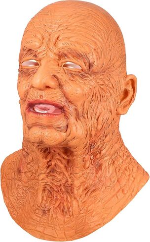 Aoriher Old Man Mask Halloween Old Human Face Mask Realistic Latex Human Full Head Mask Latex Human Wrinkle Face Mask for Adult Halloween Costume Party Decorations in Saudi Arabia