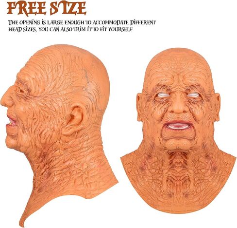 Aoriher Old Man Mask Halloween Old Human Face Mask Realistic Latex Human Full Head Mask Latex Human Wrinkle Face Mask for Adult Halloween Costume Party Decorations in Saudi Arabia