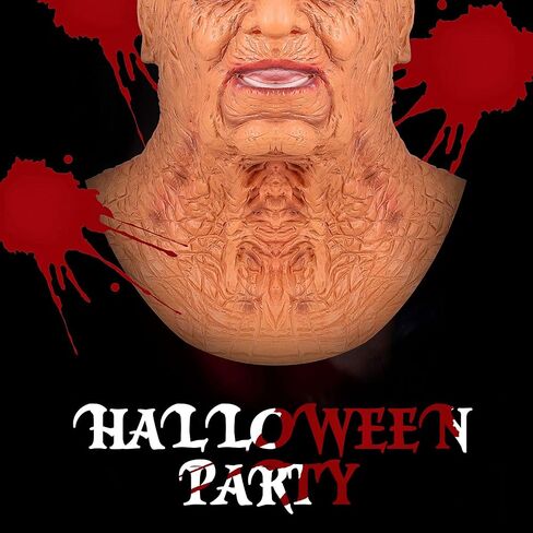 Aoriher Old Man Mask Halloween Old Human Face Mask Realistic Latex Human Full Head Mask Latex Human Wrinkle Face Mask for Adult Halloween Costume Party Decorations in Saudi Arabia