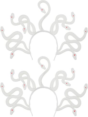 غطاء للرأس من Beaupkitty Medusa على شكل ثعبان، غطاء رأس هالوين ميدوسا زي تنكري تنكري للنساء الرجال الأبيض in Saudi Arabia