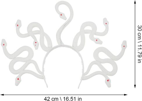 غطاء للرأس من Beaupkitty Medusa على شكل ثعبان، غطاء رأس هالوين ميدوسا زي تنكري تنكري للنساء الرجال الأبيض in Saudi Arabia