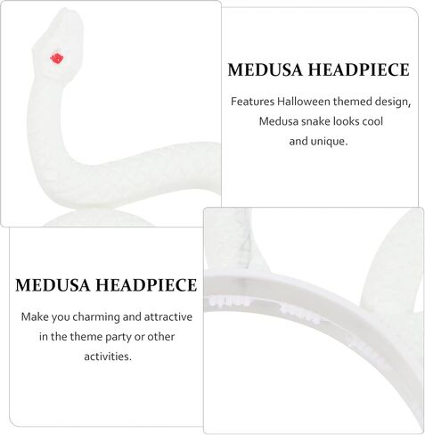 غطاء للرأس من Beaupkitty Medusa على شكل ثعبان، غطاء رأس هالوين ميدوسا زي تنكري تنكري للنساء الرجال الأبيض in Saudi Arabia