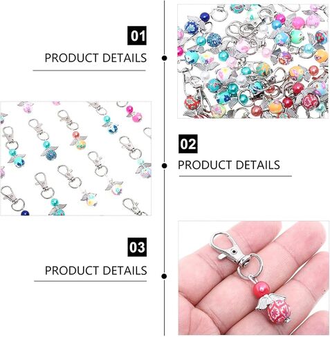 Generic 30pcs Angel Charm Keychain Pearl Angel Wings Thank You Gift Key Circle Baby Shower Welcoming Gifts with Tags Bags for Bag Pouch Purse Key Holders, 5.5x2cm (09F0320IL6) in Saudi Arabia