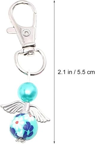 Generic 30pcs Angel Charm Keychain Pearl Angel Wings Thank You Gift Key Circle Baby Shower Welcoming Gifts with Tags Bags for Bag Pouch Purse Key Holders, 5.5x2cm (09F0320IL6) in Saudi Arabia