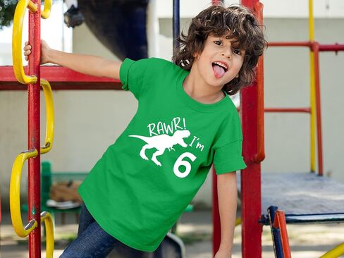 Rawr im 6 ديناصور عيد الميلاد السادس قميص الصبي 6 سنوات من العمر دينو بلايز هدير ستة Bday in Kuwait
