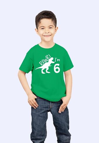 Rawr im 6 ديناصور عيد الميلاد السادس قميص الصبي 6 سنوات من العمر دينو بلايز هدير ستة Bday in Kuwait