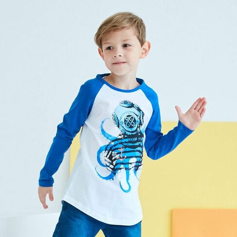 HowJoJo Boys Long Sleeve Cotton T-Shirts Monster Truck Shirt Graphic Tees in Kuwait