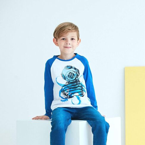 HowJoJo Boys Long Sleeve Cotton T-Shirts Monster Truck Shirt Graphic Tees in Kuwait