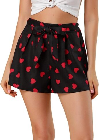 Allegra K Women's Printed Elastic Tie High Waist Culottes Beach Summer Shorts in Kuwait