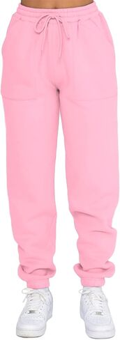 Waitfairy Women's Winter Fleece Sweatpants Casual Comfy High Waisted Workout Cinch Bottom Joggers Pants with Pocket in Kuwait