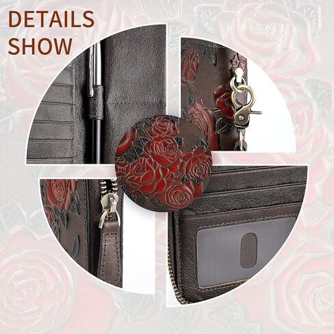 Women’s RFID Blocking Wallet Leather Large Capacity Credit Card Phone Clutch With Detachable Hand Strap Brown in Saudi Arabia
