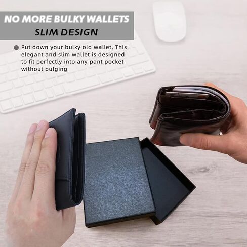 fannos Mens Wallet with Airtag Slot and Money Clip 11 cards Compatible, Slim Bifold Leather Credit Card Holder Rfid Blocking Minimalist Wallet(Black) in Saudi Arabia