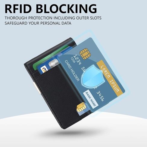 fannos Mens Wallet with Airtag Slot and Money Clip 11 cards Compatible, Slim Bifold Leather Credit Card Holder Rfid Blocking Minimalist Wallet(Black) in Saudi Arabia