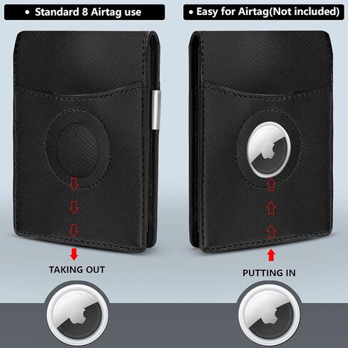 fannos Mens Wallet with Airtag Slot and Money Clip 11 cards Compatible, Slim Bifold Leather Credit Card Holder Rfid Blocking Minimalist Wallet(Black) in Saudi Arabia