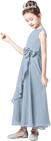 Little Juniors Girl Long Bridesmaid Dress Wedding Flower Girls Formal Pageant Party Dresses Chiffon Sleeveless in Saudi Arabia