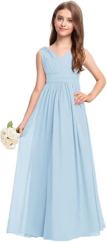 Kismissal Junior Bridesmaid Dress Wedding Flower Girl Dresses for Teen Girls Dresses Chiffon in Kuwait