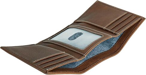 محفظة Eddie Bauer الرجالية المميزة ذات الغرزة الجلدية ثلاثية الطي مع 6 فتحات للبطاقات وحماية RFID، أسمر ضارب للصفرة، مقاس واحد in Saudi Arabia