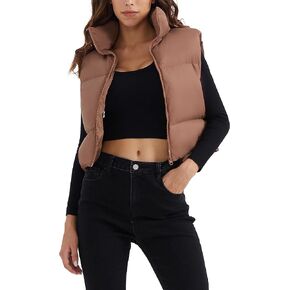 Orolay Women's Cropped Puffer Vest Winter Crop Down Vest Lightweight Sleeveless Outerwear Padded Gilet