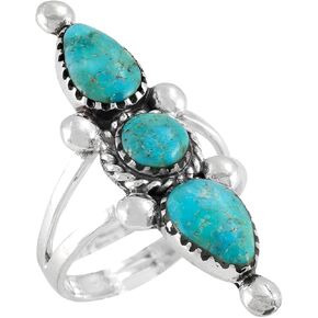 Turquoise Ring Sterling Silver 925 Genuine Gemstones Size 6 to 11 in Saudi Arabia