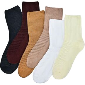 IRAMY Women's Neutral Cotton Crew Socks - Cute and Casual Athletic Style for Granola Aesthetic Enthusiasts in Kuwait