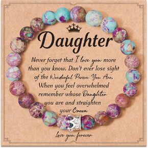 JQVLOVE Christmas Crown Gifts for Women and Girls, Daughter | Step Daughter | Daughter-in-Law Gifts, Natural Stone Bracelsts Gifts Ideas Stocking Stuffers