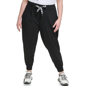 DKNY Women's Plus Size Sport Metallic Logo Everyday Jogger, Black