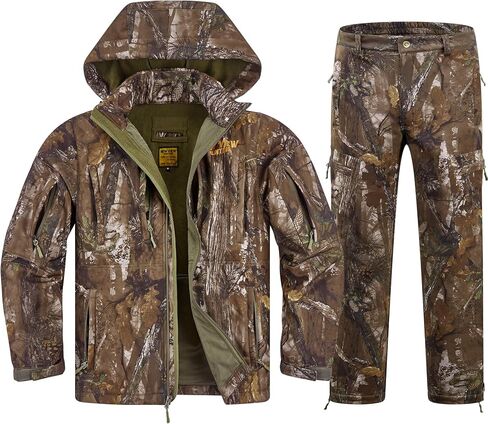 NEW VIEW Silent Camo Hunting Clothes for Men, Fleece-Lined Hunting Jacket and Pants, Warm and Water Resistant in Saudi Arabia