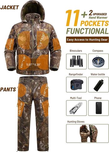 NEW VIEW Silent Camo Hunting Clothes for Men, Fleece-Lined Hunting Jacket and Pants, Warm and Water Resistant in Saudi Arabia